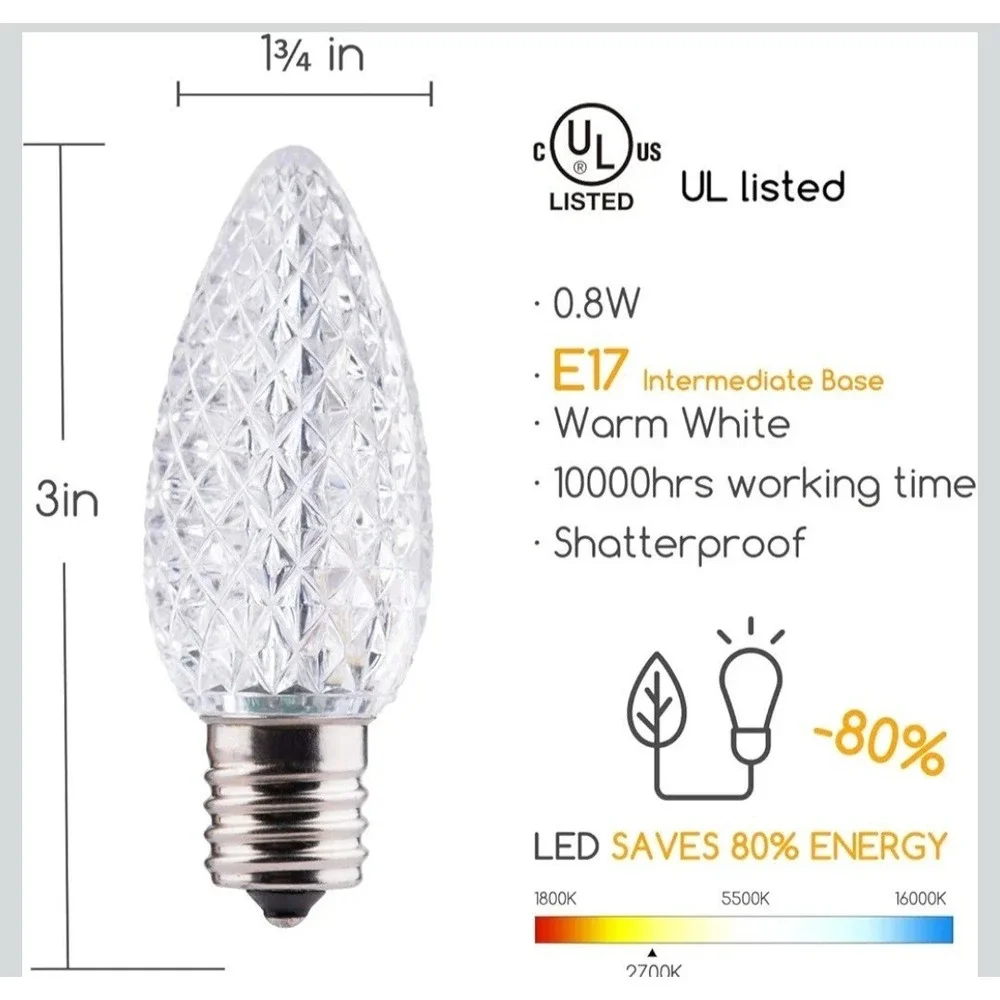 Brightown 25 Pack C9 Led Replacement Christmas‎ Light Bulb, C9 Shatterproof...